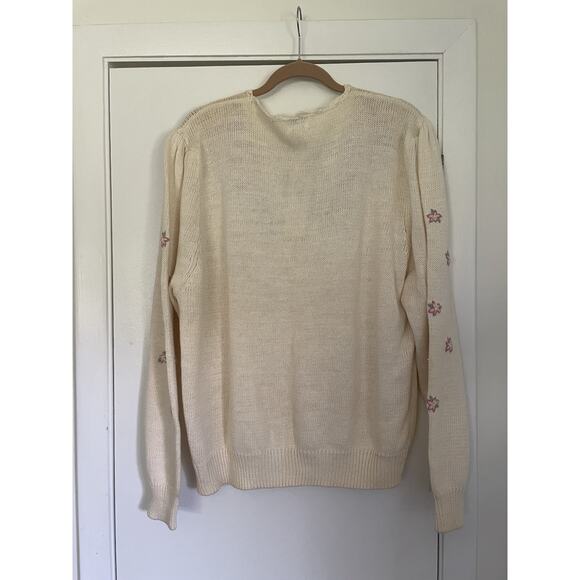VTG Deadstock Abini Knit Embroidered Cardigan Sweater SZ 2X Floral Grandma - Picture 7 of 10